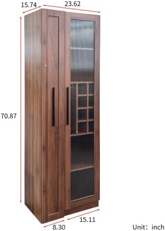 ZeHuoGe Kitchen Pantry Cabinet with Multi-Functional Pull-Out Multi-Tier Storage Shelf,Farmhouse Storage Cabinet with Glass Doors,Pantry Organizers for Kitchen, bar Cabinet,Dining Room