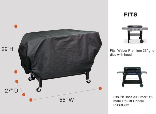 RPET Fabric Cover for Flat Griddle Cover, Black;Fit Weber Premium 28" griddles with hoodgriddles with Hood.