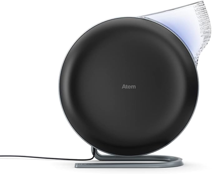 IQAir Atem Desk Air Purifier for Home, Office, Desktop, Small Room up to 150 sq ft, HyperHEPA Filter for Bacteria, Viruses, Allergens, Pets, Asthma, Pollen, Dust, Swiss Design, Made in Germany, Black