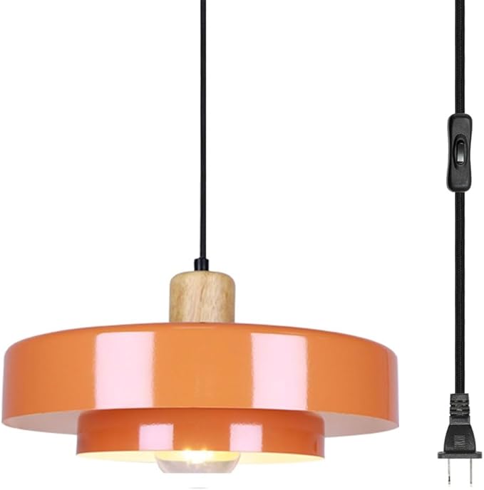 Plug in Pendant Light Modern Pendant Lamp E26 Vintage Hanging Light Fixture with 14ft Cord On/Off Switch for for Dining Room Bedroom Living Room Kitchen Island