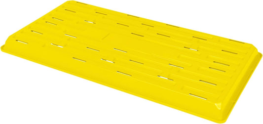 SUNPACK 10" x 20" Heavy Duty Shallow Plastic Seed Starting Tray, Yellow, 1" - Lined with Drainage Holes for Excess Water and Aeration, Ideal for Greenhouses or Indoor Gardening