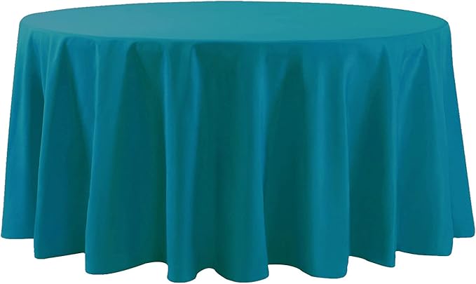 108 inch Round Tablecloth Washable Polyester Table Cloth Decorative Table Cover for Wedding Party Dining Banquet(108 inch, Caribbean Blue)