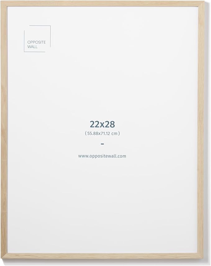 Opposite Wall - 22x28 in - Natural Solid Oak Wood Picture Frame - Lightweight, Versatile & Shatterproof - Wall Hanging Poster or Photo Frame - Wall Decor for Office, Gallery & Home