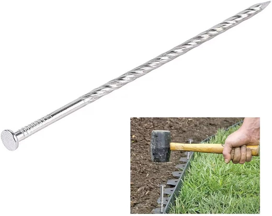 38 Pcs 6-Inch Artificial Turf Stakes, Stainless Steel Spiral Landscape Spikes, Landscape Edging Anchoring Spikes for Paver Edging, Weed Barrier, Artificial Turf Stake, Tent Stakes