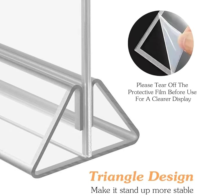 4x 6 Acrylic Sign Holder 12 Pack, Double Sided Silver Picture Frames Clear Wedding Table Numbers for Party, Menu, Restaurant, Photo, Office, Hotels, Meetings