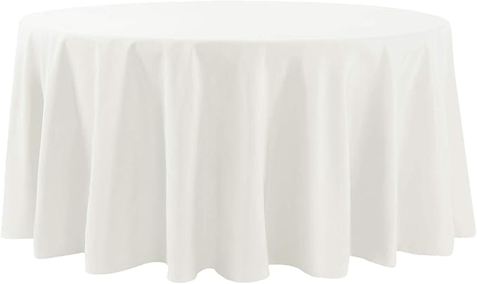 108 inch Round Tablecloth Washable Polyester Table Cloth Decorative Table Cover for Wedding Party Dining Banquet(108 inch,Ivory)