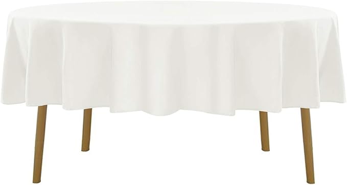 70 inch Round Tablecloth Washable Polyester Table Cloth Decorative Table Cover for Wedding Party Dining Banquet(70 inch,Ivory)