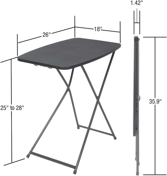 26 Inch Adjustable Height Personal Folding Table - Lightweight Portable Desk for Small Spaces, Dorm Room, TV Tray, Craft Table & Camping - Easy Fold Flat Storage, No Assembly Required, Black