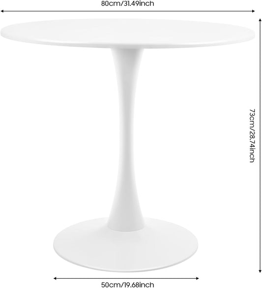 31.5 Inch Round Dining Table for 3 Person, Modern Minimalist Space-Saving Circle Dinner Table with Sturdy Metal Legs, Compact Kitchen & Dining Room Furniture