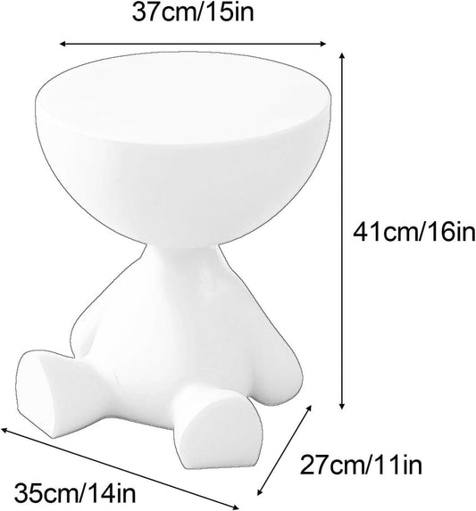 Circle Side Table, Round Modern End Table, Waterproof & Durable, Small Coffee Table for Living Room, Bedroom, Bedside, Versatile Accent Table - White