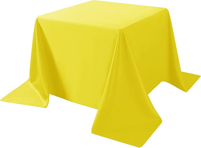 Cupuamon Square Tablecloth 90x90 inch Washable Polyester Fabric Table Cloth for Wedding Party Dining Banquet Decoration(90x90,Yellow)