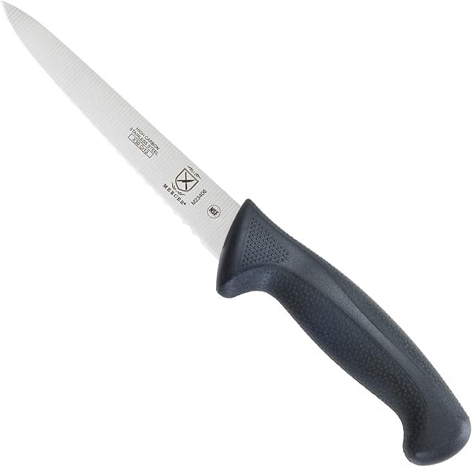 Mercer Culinary M23406 Millennia Black Handle, 6-Inch Wavy Edge, Utility Knife