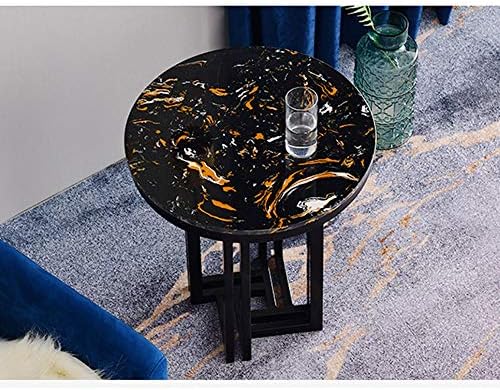 Telephone Table, Marble Sofa Side Table Nordic Luxury Round Coffee Table Telephone Table Bedroom Bedside Table Leisure Table 5062CM(Silver