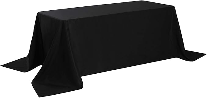 Rectangle Tablecloth 90x156 inch Washable Polyester Fabric Table Cloth for Wedding Party Dining Banquet Decoration(90x156, Black)