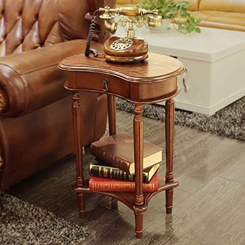Telephone Table, American Carved Side Table,Shelves with Drawers,Telephone Living Room Side Table,European Style Retro Flower Pot Decoration Table (