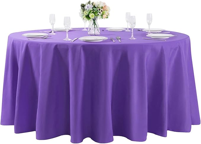 108 inch Round Tablecloth Washable Polyester Table Cloth Decorative Table Cover for Wedding Party Dining Banquet(108 inch,Purple)
