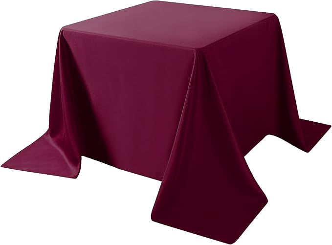 Cupuamon Square Tablecloth 90x90 inch Washable Polyester Fabric Table Cloth for Wedding Party Dining Banquet Decoration(90x90,Burgundy)