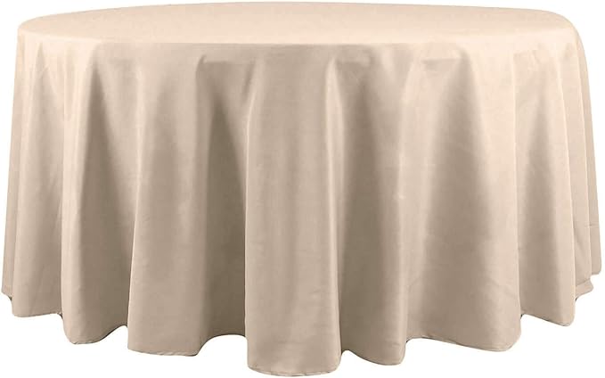 Efavormart Round Tablecloth, 120 Inch Stain & Wrinkle Resistant Washable Table Cloth, Decorative Polyester Fabric Table Cover for Banquet, Wedding, Dining - Nude