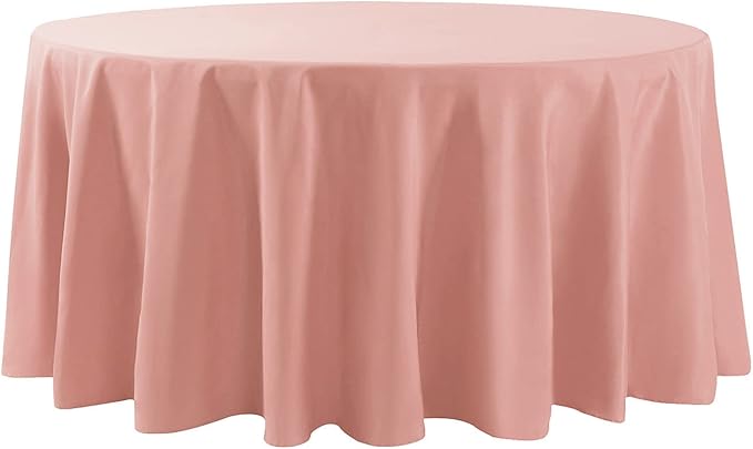 132 inch Round Tablecloth Washable Polyester Table Cloth Decorative Table Cover for Wedding Party Dining Banquet(132 inch, Dusty Pink)