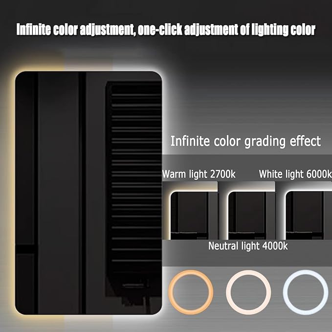 Bathroom Mirror with LED Lights, Backlit Illuminated Bathroom Mirror Wall Mounted Multifunction Vanity Mirror with 3 LED Light Color Dimmable and Demister Pad,(A,H75*W100CM/H29.5*W39.3IN)