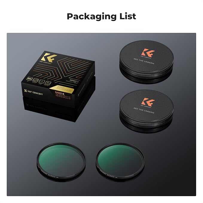 K&F CONCEPT 62mm Black Diffusion 1/4 & 1/8 Lens Filter Kit (2 Pcs), Mist Cinematic Effect Filter for Vlog/Video/Portrait Image with 28 Multi-Layer Coated