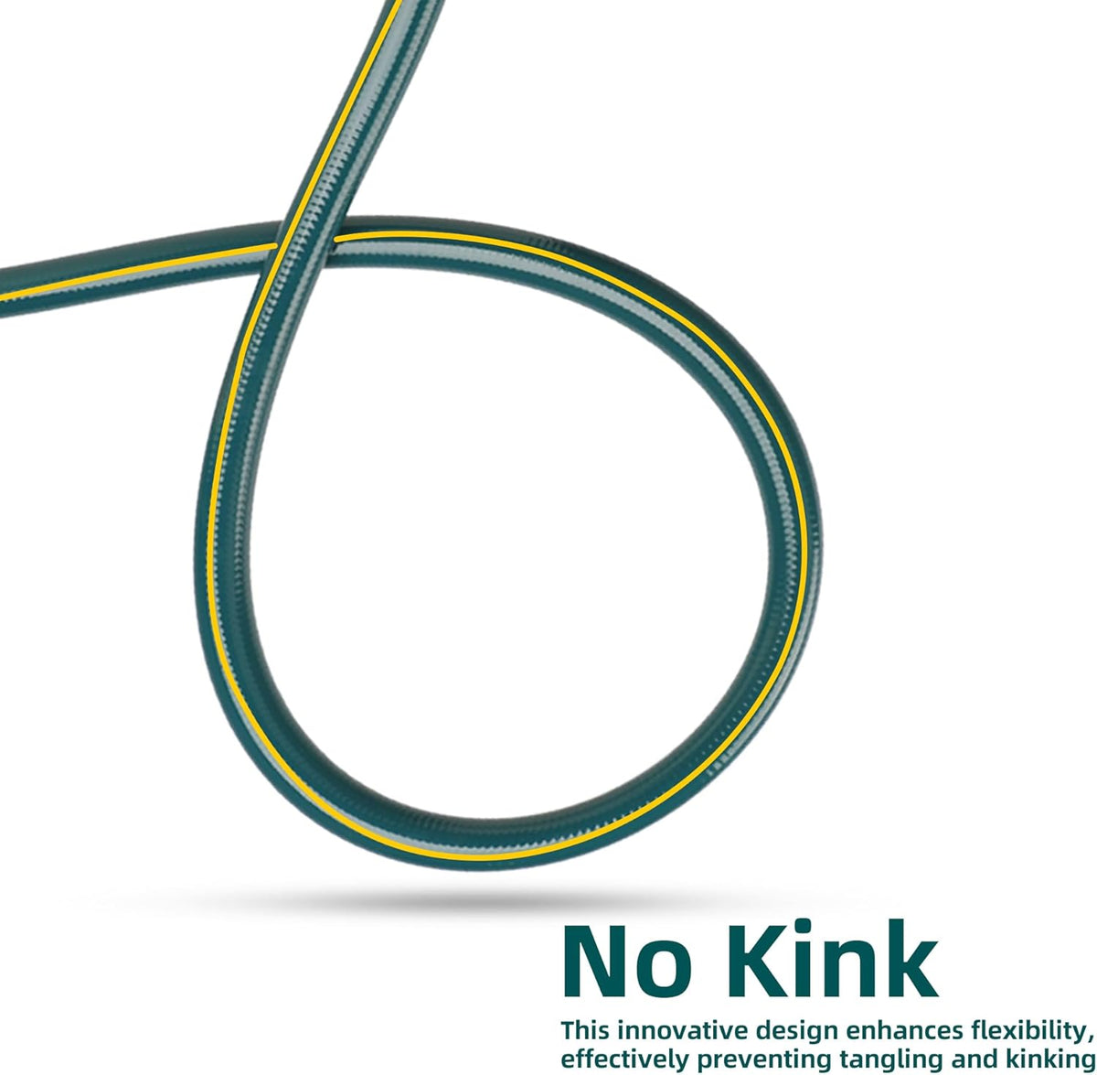 Solution4Patio Short Leader Green Garden Hose 5/8 in. x 12 ft. -Kink Free, Leakproof, Male/Female Fittings -Heavy Duty Durable Flexible Lightweight Water Pipe -Brass Aluminum Ends for Household & Yard