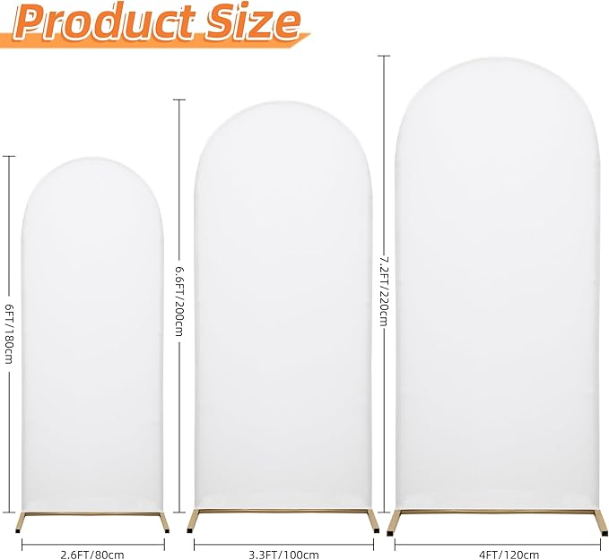 Wedding Arch Cover Spandex Arch Backdrop Cover 6.6FT Arch Stand Cover Arch Covers Stretchy Backdrop for Birthday Party Decoration Baby Shower Banquet Ceremony(White, Cover Only)
