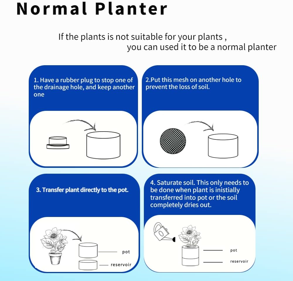 Nihow Self Watering Planter Accessory Set with Wick, Mesh - Enhance Your Plant's Growth and Health Easily