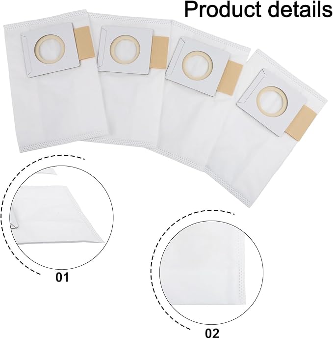 5-Layer Electrostatic Fleece 197903-8 Filter Bags With Rubber Seal For 36V 18V X2 Backpack Vacuum XCV05 XCV09 XCV10 Dust Collection 4-Pack (4 PACK)