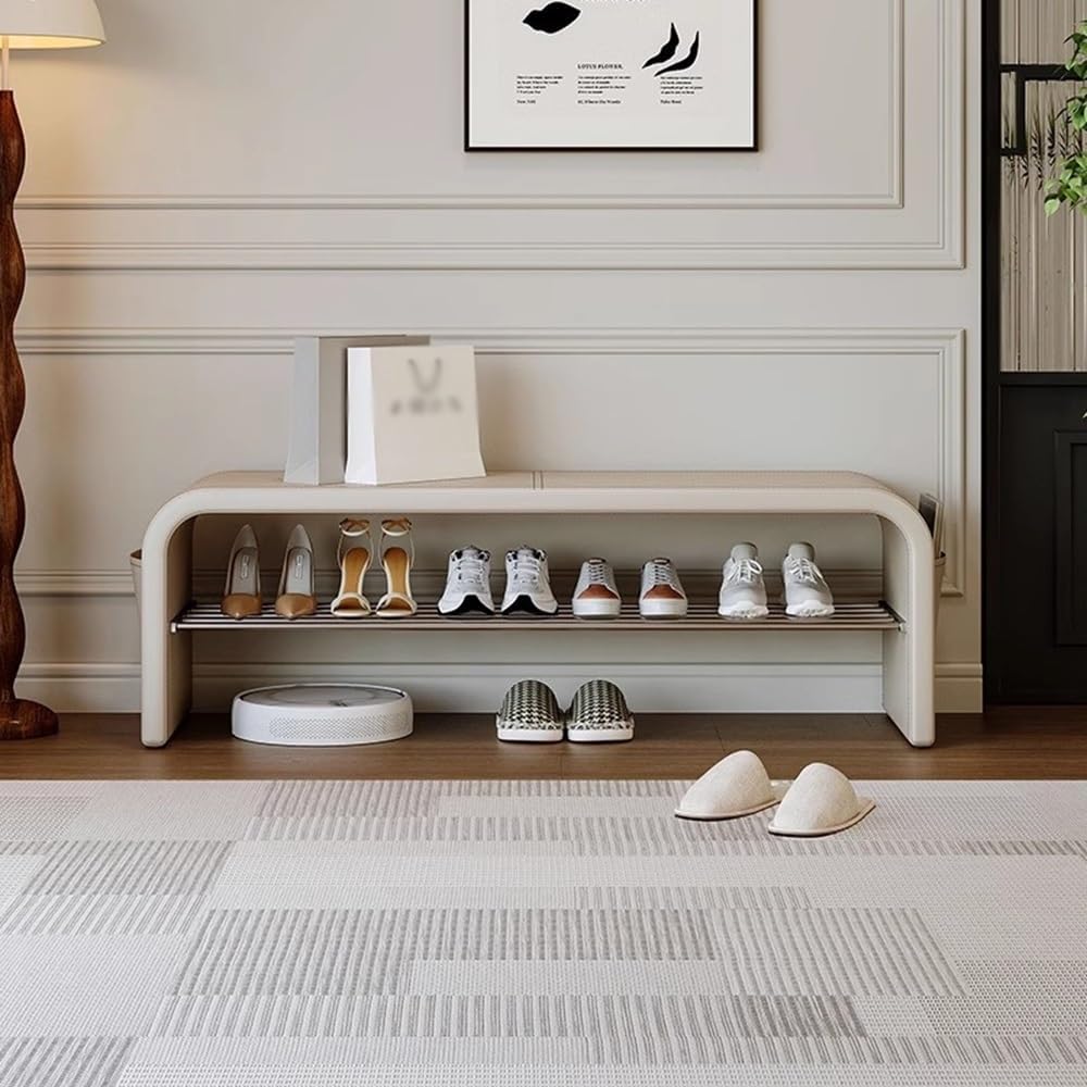 Modern Doorway Shoe-Changing Stool Shoe Cabinet Storage Two-Purpose Bedroom Simple Bedside Bench for Sitting Entryway(Coffee,Small)