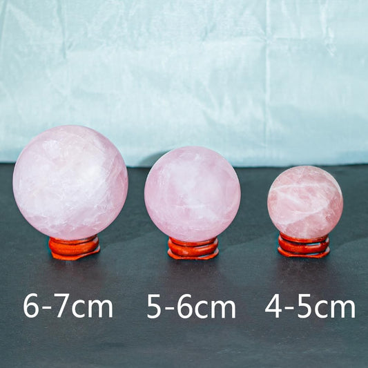 6-7CM/2.36-2.76inch Natural Crystal Ball Rose Quartz Sphere Polished Divination Ball Decorative Sphere Healing Crystals Ball Stone Crafts Home Decor Ornament Gifts(Pink Crystal, 60-70mm)