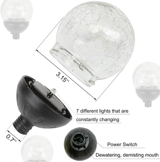 Solar Powered Glass Ball+Accessories - for Solar Wind Spinner Replacement Solar Light Parts (Blue)