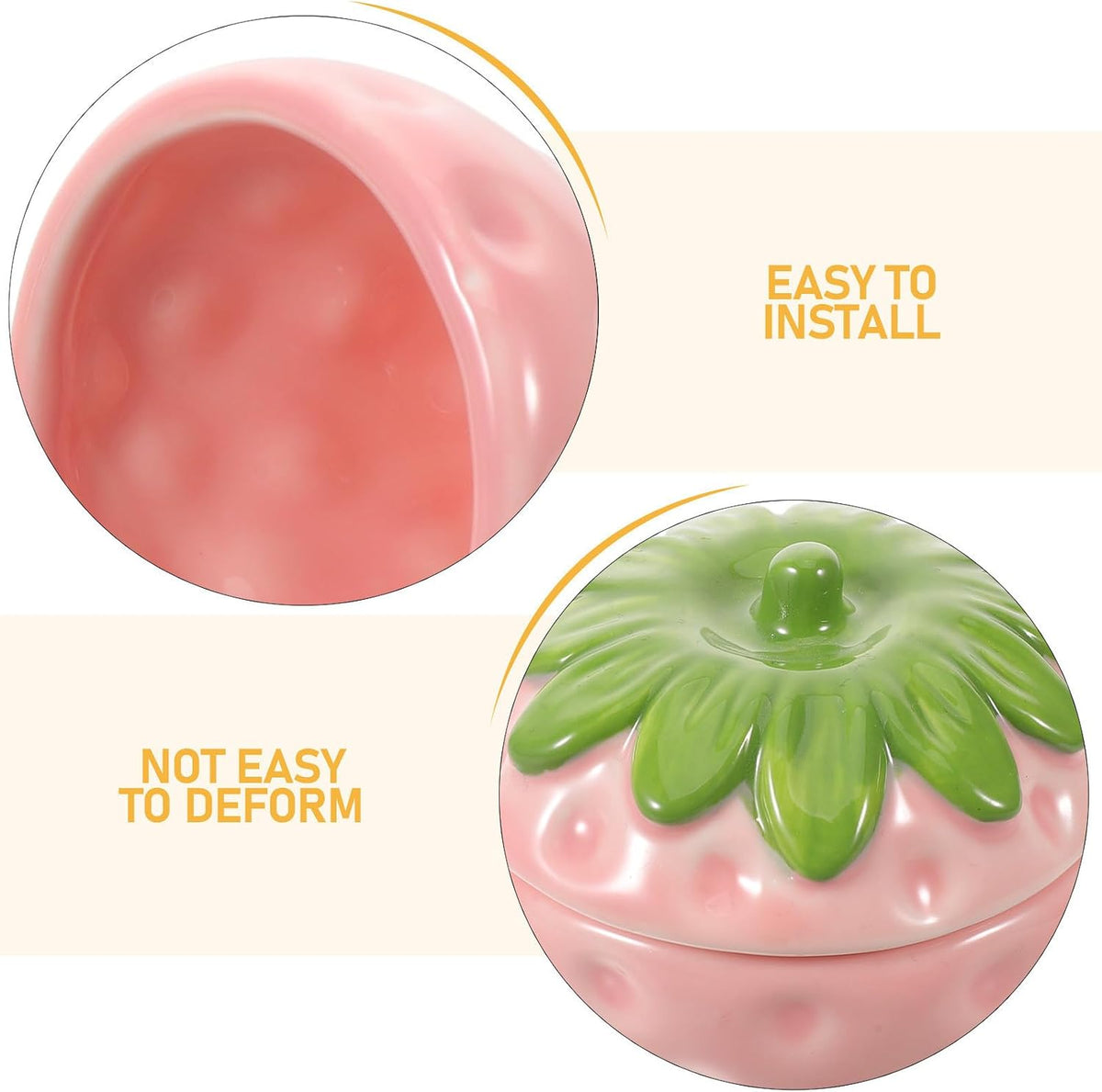 Candle Holder Candle Jar DIY Ceramic Pink Strawberry Shaped Empty Refillable Wax Cup Easy to Clean Aromatherapy for Home and Parties Table Centerpiece