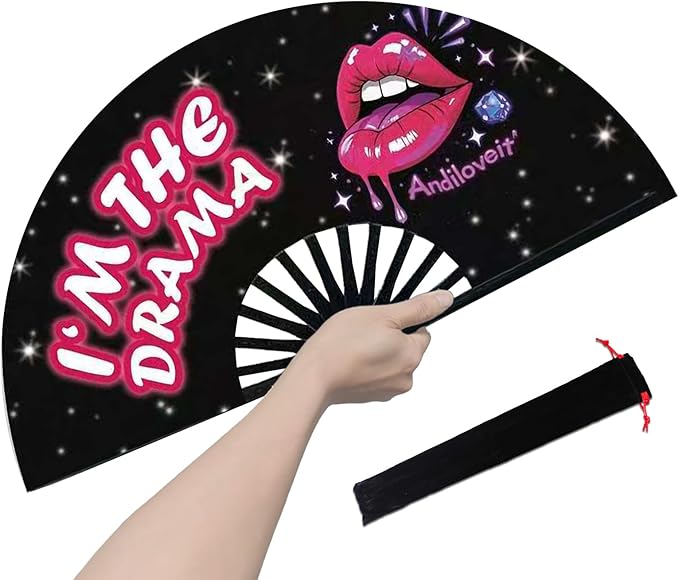 Boots on The Ground Fan, Large Folding Hand Fan for Women and Men, Popping Fans for Line Dancing for Raves, EDM, Dance Party, and Home Decoration