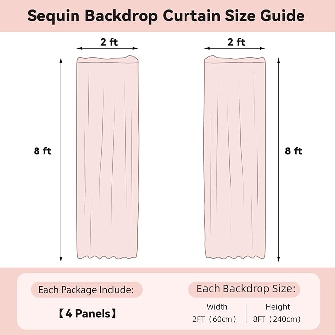 Sugargirl White Iridescent Sequin Backdrop Curtain 4 Panels 2FTx8FT Glitter White Iridescent Background Drapes Sparkle Photography Backdrop for Party Wedding Birthday Wall Decoration