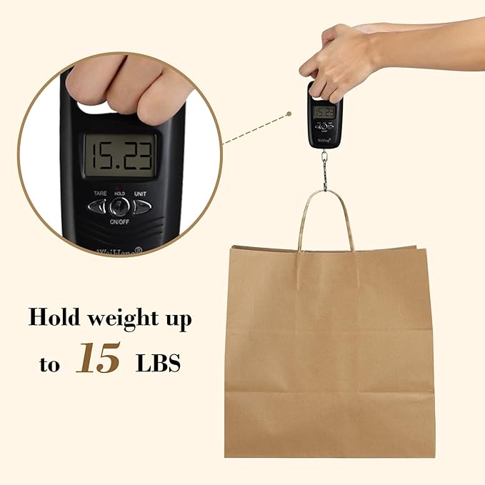 BagDream 12x7x12 Paper Bags 50Pcs Brown Paper Bags with Handles, Kraft Shopping Merchandise Retail Bags, Takeout/To Go Bags for Food Delivery, Wider-gusset Recycled Paper Gift Bags