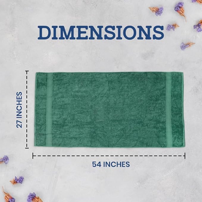 Casa Lino Green Bath Towels Set of 4 (54" x 27") - Large Bathroom Towel Set - 100% Cotton Towels for Bathroom - Highly Absorbent & Quick Dry Bath Towel Multipack - New Apartment Essentials