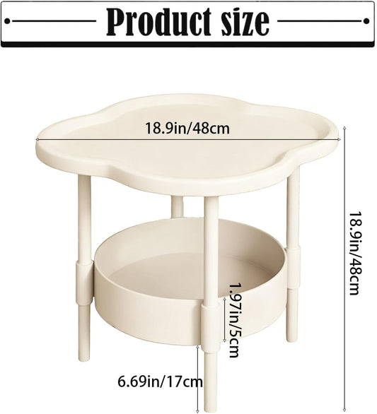 2-Tier Side Table with Removable Tray, Modern Small Coffee End Table for Living Room, Bedroom, Balcony, Indoor Outdoor Use (Black, One Size)