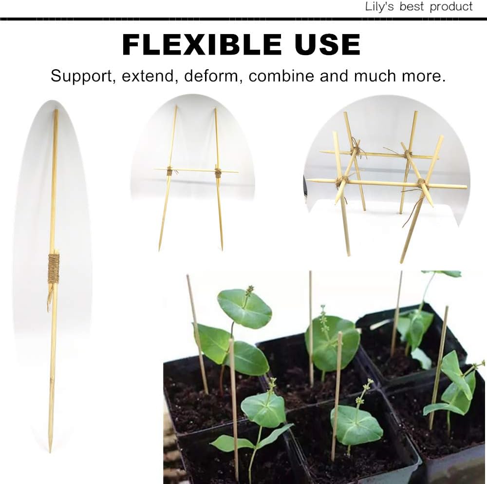 HOPELF 50 Pack 8" Bamboo Plant Stakes for Wood Garden Sticks,Wooden Indoor Gardening Floral Plant Support ,Potted Plants,Crafts, More Size Choices 8"/12"/16"