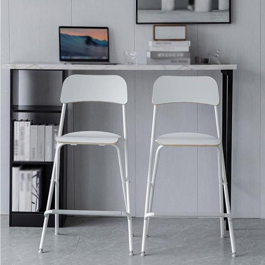 25in/29in Folding Breakfast Bar Stool, Modern Foldable Wooden Seat Tall Chair with Back and Footrest, Collapsible Counter Height Stool for Dining Room Kitchen Balcony Living Room ( Color : White , Siz