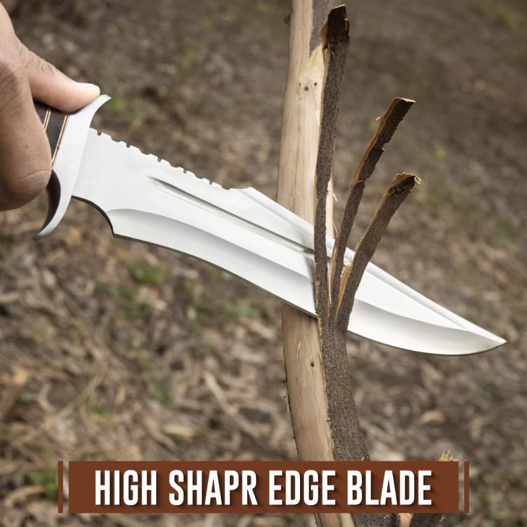 17 Inch D2 Large Bowie Knife with Sheath, Fixed Blade Hunting Knife, used for Bushcraft, Outdoor, and as a Camping Knife - Survival knife