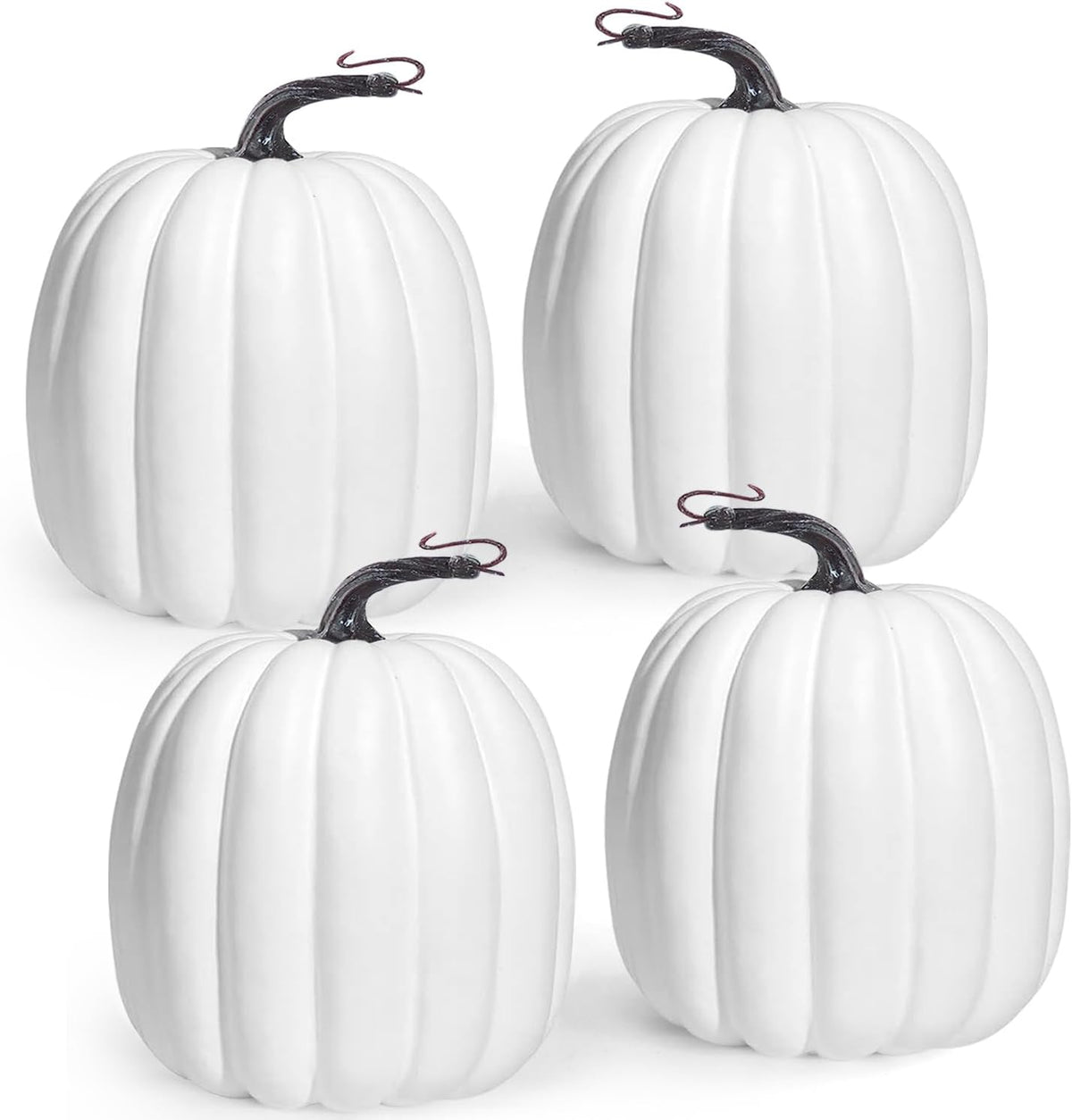 Artmag 6 Inch Large Artificial Pumpkins, 4PCS Big White Faux Foam Harvest Pumpkins for Fall Autumn Thanksgiving Seasonal Holiday Decor