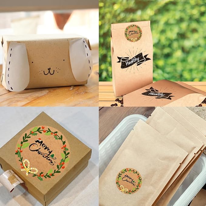 100-1000pcs Custom Stickers Merry Christmas Stickers Personalized Labels Adhesive Xmas Decorative Envelope Seals Stickers for Cards Gift Boxes(Round-1)