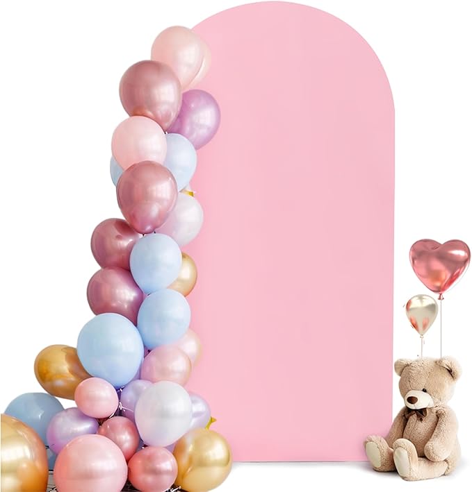 HEMMOTOP Pink Arch Backdrop Cover 7.2 ft (No Arch Stand), Spandex Arch Covers Stretchy Backdrop for Balloon, Birthday Party, Baby Shower, Banquet Arch Decoratio