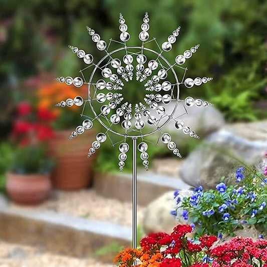 Wind Spinners for Yard and Garden,Windmills,Garden Decor for Outside,Metal Yard Art (1 PCS -Silver)