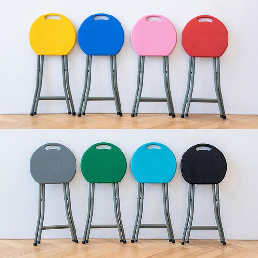 18 Inch Portable Folding Stool with Handle,Round Plastic Fold Stool Chair with 500lbs Capacity for Indoor Outdoor, Dorm, Kitchen(Green)