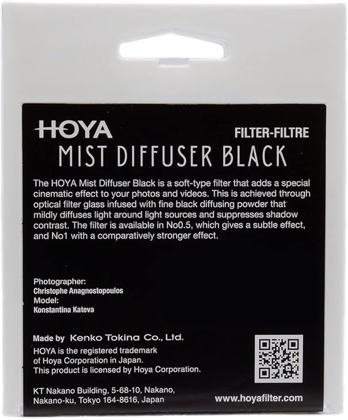 Hoya 72mm Mist Filter Black Diffuser No. 0.5 - Black Mist Filter for Camera Lenses - Soft Diffusion Effect for Portrait Photography & Cinematic Look, Reduces Contrast & Softens Wrinkles