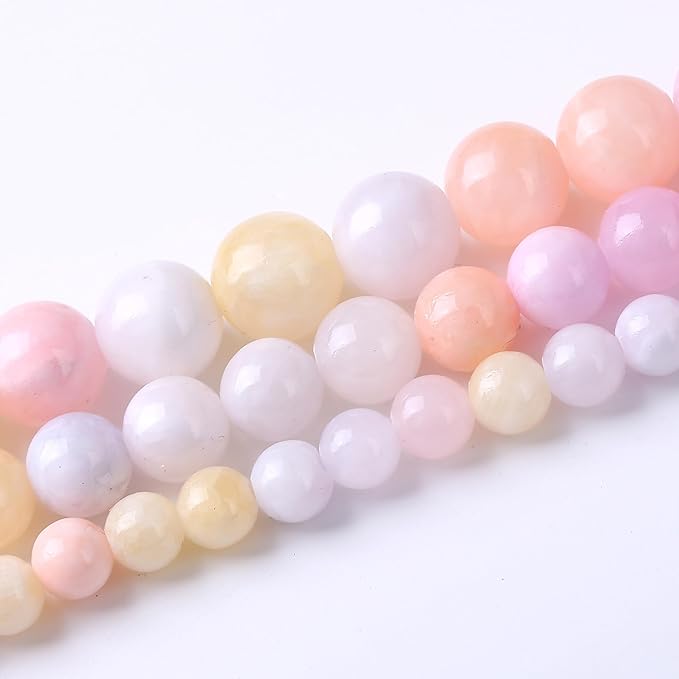 Colorful Rice Topaz Stone Beads Gemstone Round Crystal Energy Jade Beads Stone Beads for Jewelry Making DIY Bracelet Necklace Jewelry Making 1 Strand 15.5inch 45PCS 8MM