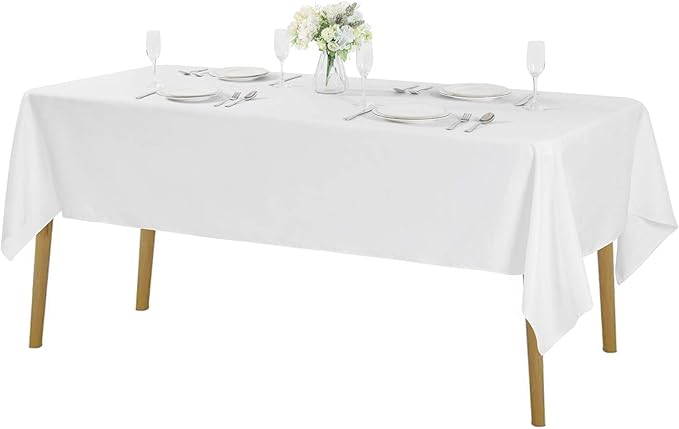 Rectangle Tablecloth 60x120 inch Washable Polyester Fabric Table Cloth for Wedding Party Dining Banquet Decoration(60x120, White)