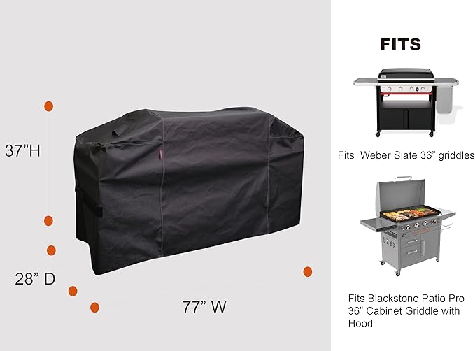 RPET Frabric Cover for Flat Griddle Cover, Black;Fit Slate 36” griddles